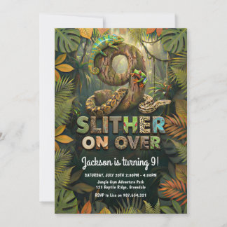 Convite Aniversário de 9 anos com Réptil Slither
