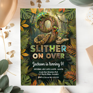 Convite Aniversário de 9 anos com Réptil Slither