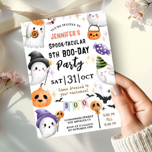 Convite Aniversário de 9 anos Cute Ghost Spooktacular Hall