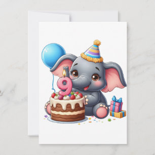 Convite Aniversário de 9 anos do Elefante Fofo