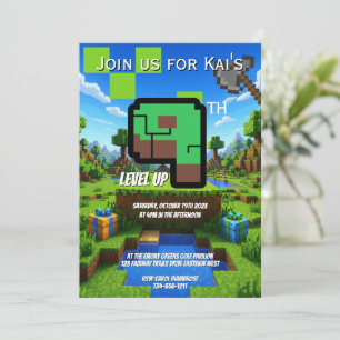 Convite Aniversário de 9 anos do Gamer Pixelado Nível Verd