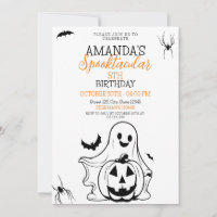 Aniversário de abóbora-abóbora-fantasma, preto e b