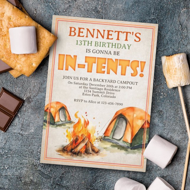 Convite Aniversário de acampamento (Criador carregado)
