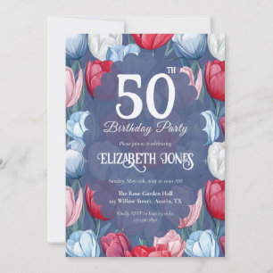 Convite Aniversário de Adolescente com Flor de Tulipa Únic
