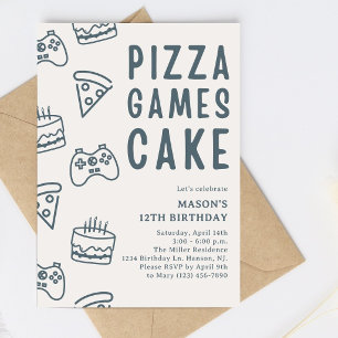 Convite Aniversário de Adolescente com Jogos e Pizza em Az