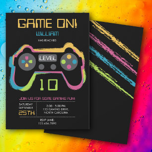Convite Aniversário de Adolescente Jogador de Video Game