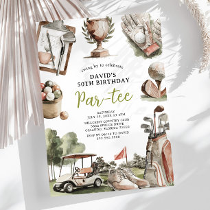 Convite Aniversário de Adulto de Golfe ao Ar Livre Masculi