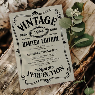 Convite Aniversário de Adulto de Qualquer Idade Vintage