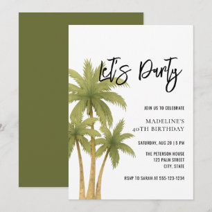 Convite Aniversário de Adulto Minimalista Boho Tropical de