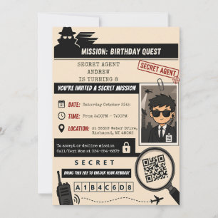 Convite Aniversário de Agente Secreto Espião Pessoal