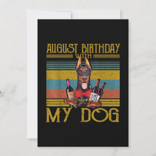 Convite Aniversário de Agosto Com Meu Cachorro Doberman Pi
