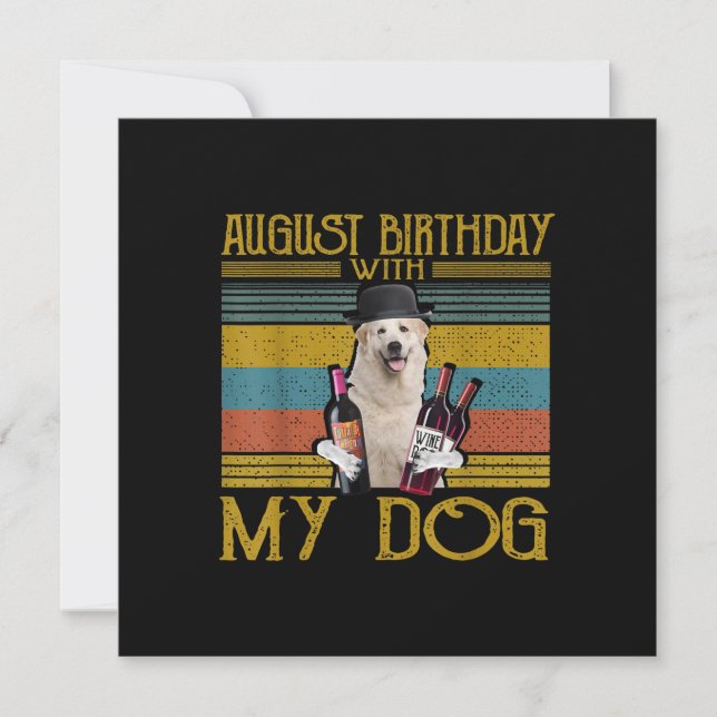 Convite Aniversário de Agosto com meu cachorro Great Pyren (Frente)