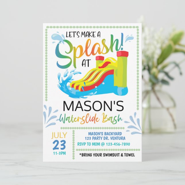 Convite Aniversário de água, o Vamos faz uma apresentação (Em pé/Frente)