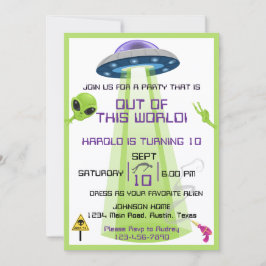 Convite Aniversário de Alien Fora do Mundo Qualquer Idade