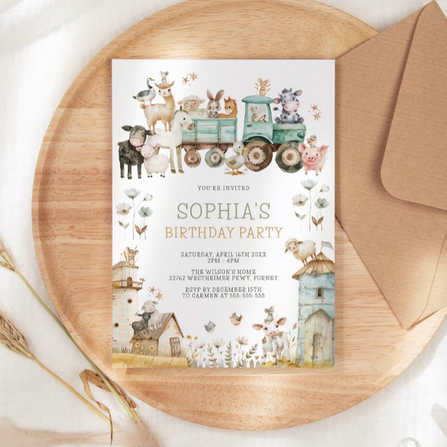 Convite Aniversário de Animais de Criação de Quintal (Criador carregado)