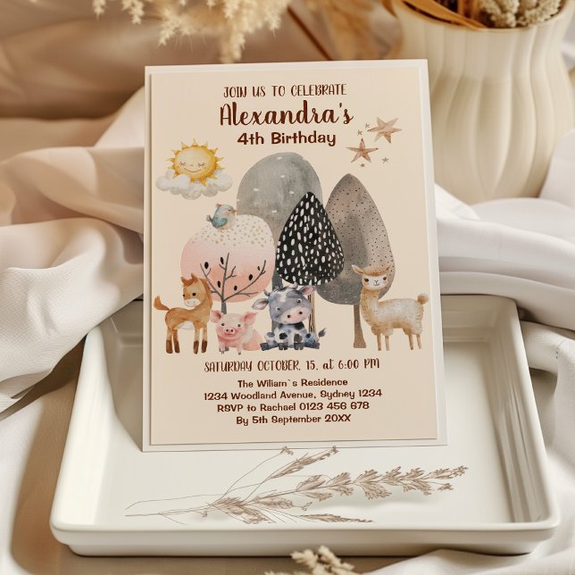 Convite Aniversário de Animais do Barnyard fazendas (Criador carregado)