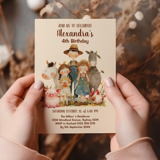Convite Aniversário de Animais do Barnyard fazendas (Criador carregado)