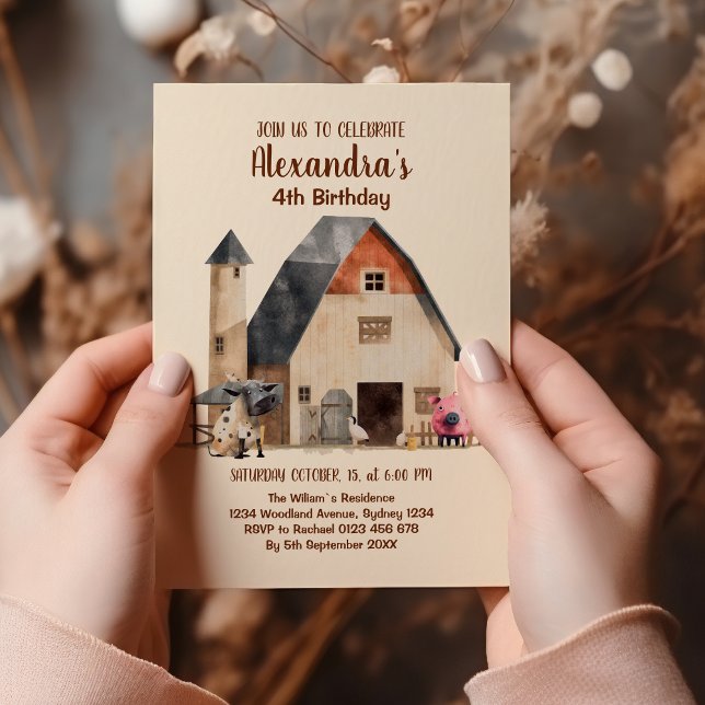 Convite Aniversário de Animais do Barnyard fazendas (Criador carregado)