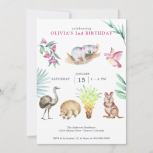 Convite Aniversário de Animal do Zoológico da Austrália