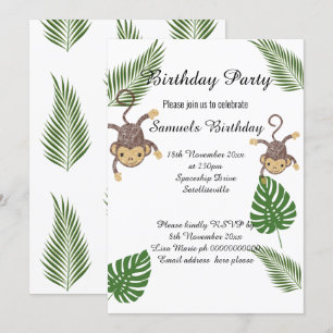 CONVITE ANIVERSÁRIO DE ANIVERSÁRIO DE MACACOS BOTÂNICOS