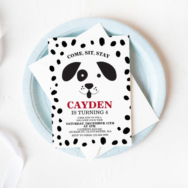 Convite Aniversário de Aniversário do Ponto Negro e Branco (Criador carregado)