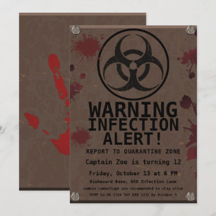 Convite Aniversário de Apocalipse Zumbi Biohazard de Hal