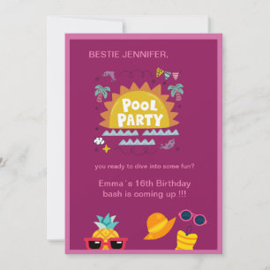 Convite aniversário de apresentação da festa da piscina ro
