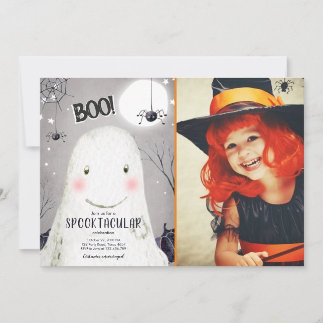 Convite Aniversário de Aranha do Fantasma do Fantasma do H (Frente)