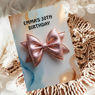 Convite aniversário de arco de diamante com brilho rosa