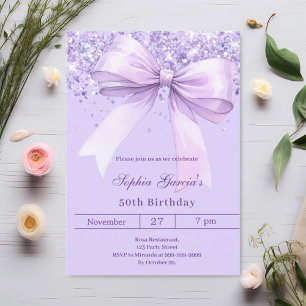 Convite aniversário de arco violeta lavanda