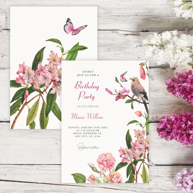 Convite Aniversário de arte de aves (Criador carregado)