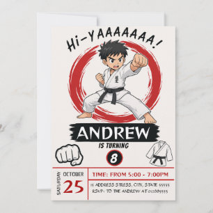 Convite Aniversário de artes marciais de Karatê pessoal