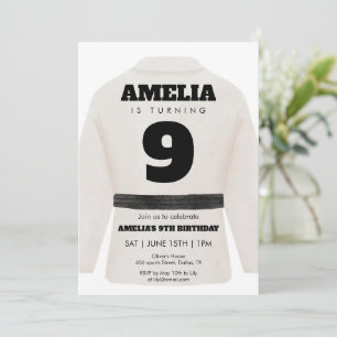 Convite Aniversário de Artes Marciais Uniforme Branco Kara