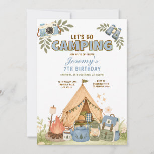 Convite Aniversário de Aventura ao Ar Livre Vamos Acampar