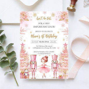 Convite Aniversário de Bailarina com Laços Rosa Marrom Fan