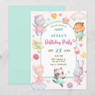 Convite Aniversário de bailarina fofa e pastel