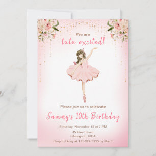 Convite Aniversário de Bailarina Morena Floral