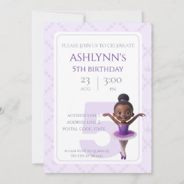 Convite Aniversário de Ballet Bailarina Roxa Personalizado