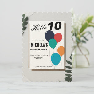 Convite Aniversário de Ballons Retroativos Minimalistas Pe