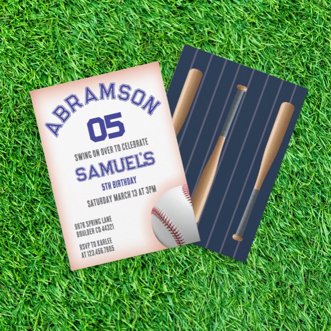 Convite Aniversário de Baseball Vermelho e Azul (Criador carregado)