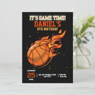 Convite Aniversário de Basquete - Basquete Editável