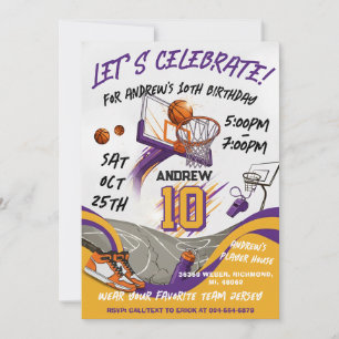 Convite Aniversário de Basquete de Criança Pessoal