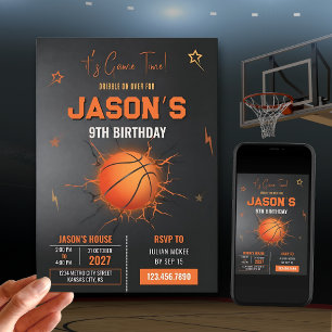 Convite Aniversário de Basquete Editável