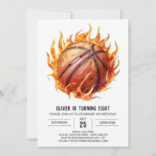 Convite Aniversário de Basquete Elegante Personalizado Net