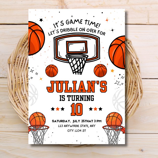 Convite Aniversário de Basquete Jogo Tempo Esportes Aniver (Criador carregado)