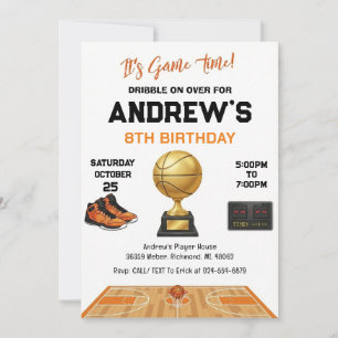 Convite Aniversário de Basquete Personalizado para criança