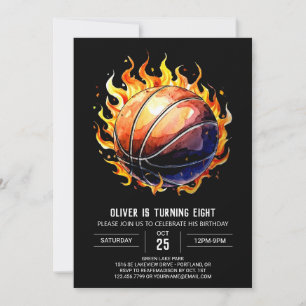 Convite Aniversário de Basquete Personalizado para Impress