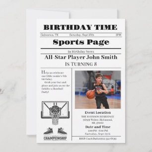 Convite Aniversário de Basquete Pessoal com Foto