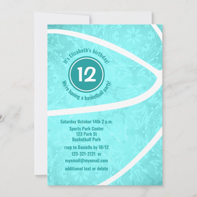 Convite aniversário de basquetebol ou celebração de equipe (Frente)