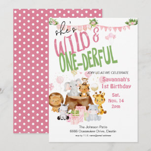 Convite Aniversário de Bebê Cor-de-Rosa Selvagem e Maravil